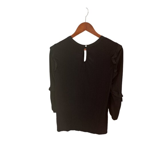Dolan Left Coast Collection Womens Ruffle Sleeve Blouse Black Medium - Picture 2 of 6